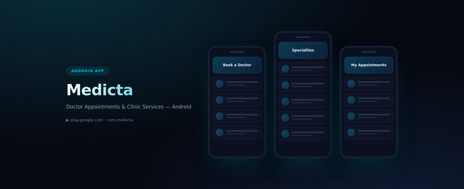 Medicta – Healthcare Booking App (Code Redesign)